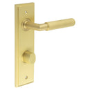 Burlington - Piccadilly Door Handle Bathroom Din Backplate Satin Brass & Turn & Release - BUR-40SB-456SB-81SB - Choice Handles