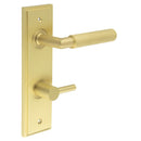 Burlington - Piccadilly Door Handle Bathroom Din Backplate Satin Brass & Turn & Release - BUR-40SB-456SB-82SB - Choice Handles