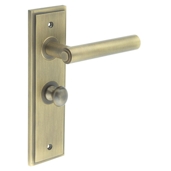 Burlington - Richmond Door Handle Bathroom Backplate Antique Brass & Turn & Release - BUR-45AB-453AB-80AB