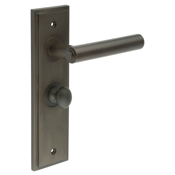Burlington - Richmond Door Handle Bathroom Backplate Dark Bronze & Turn & Release - BUR-45DB-453DB-80DB