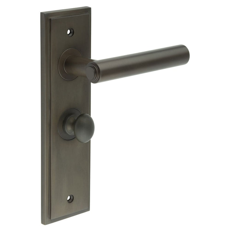 Burlington - Richmond Door Handle Bathroom Backplate Dark Bronze & Turn & Release - BUR-45DB-453DB-80DB