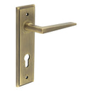 Burlington - Mayfair Door Handle Din Euro Backplate Antique Brass - BUR10KIT12 - Choice Handles