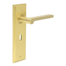 Burlington - Fitzrovia Door Handle On Lock Backplate - Satin Brass - BUR15KIT243 - Choice Handles