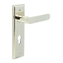 Burlington - Kensington Door Handle On Din Euro Backplate - Polished Nickel - BUR25KIT168 - Choice Handles