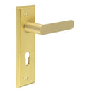 Burlington - Kensington Door Handle On Din Euro Backplate - Satin Brass - BUR25KIT246 - Choice Handles