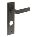 Burlington - Kensington Door Handle On Din Bathroom Backplate - Dark Bronze - BUR25KIT91 - Choice Handles