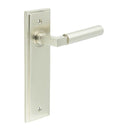 Burlington - Westminster Door Handle On Latch Backplate - Satin Nickel - BUR30KIT320 - Choice Handles