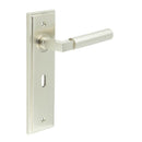 Burlington - Westminster Door Handle On Lock Backplate - Satin Nickel - BUR30KIT321 - Choice Handles