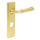 Burlington - Highgate Door Handle On Din Bathroom Backplate - Satin Brass - BUR35KIT247 - Choice Handles