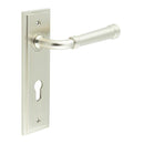 Burlington - Highgate Door Handle On Din Euro Backplate - Satin Nickel - BUR35KIT324 - Choice Handles