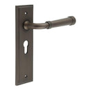 Burlington - Highgate Door Handle On Din Euro Backplate - Dark Bronze - BUR35KIT89 - Choice Handles