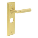 Burlington - Piccadilly Door Handle On Bathroom Backplate - Satin Brass - BUR40KIT244 - Choice Handles