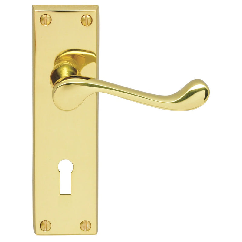 Carlisle Brass - Victorian Scroll Lever on Lock Backplate - Polished Brass - DL54 - Choice Handles