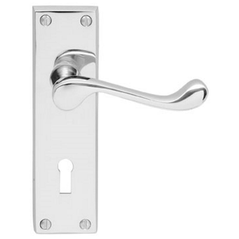 Carlisle Brass - Victorian Scroll Lever on Lock Backplate - Polished Chrome - DL54CP - Choice Handles