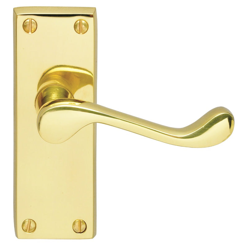 Carlisle Brass - Victorian Scroll Lever on Short Latch Backplate - Polished Brass - DL55 - Choice Handles