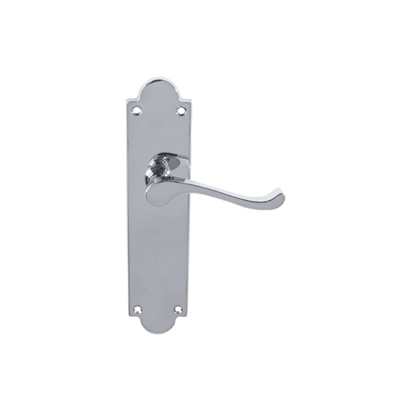 Carlisle Brass - Victorian Scroll Lever On Shaped Backplate - Latch (Contract Range) - Polished Chrome - CBS67CP - Choice Handles