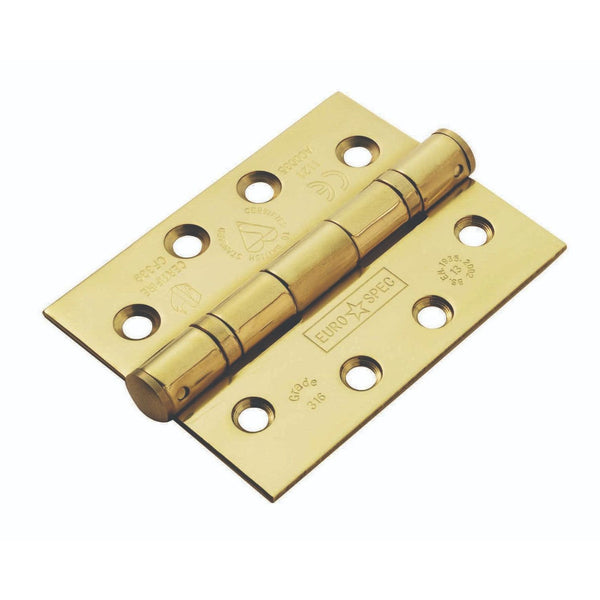 Eurospec - 102 X 76 X 3mm Ball Bearing Hinge Grade 13 - 316 C/W Screws (Pair) - PVD Brass - CEN1433/13PVD