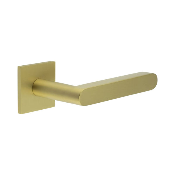 CR-101 Satin Brass Sprung Square Rose Door Handle - CR-101B1SB - Choice Handles