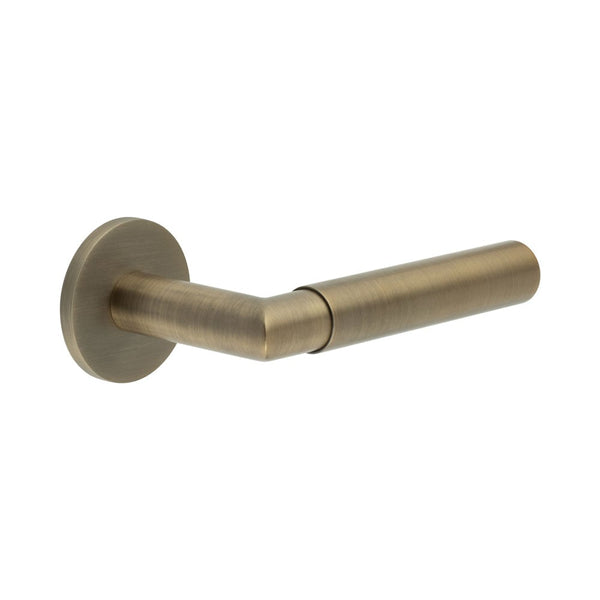 CR-102 Antique Brass Fixed Dead Round Rose Door Handle - CR-102A3AB - Choice Handles