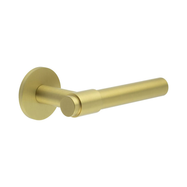 CR-103 Satin Brass Unsprung Round Rose Door Handle - CR-103A2SB - Choice Handles