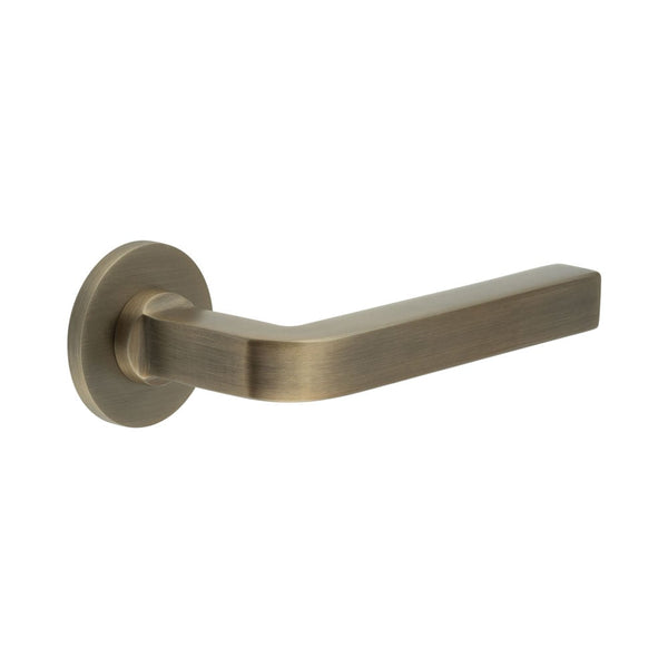 CR-104 Antique Brass Unsprung Round Rose Door Handle - CR-104A2AB - Choice Handles