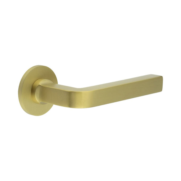 CR-104 Satin Brass Unsprung Round Rose Door Handle - CR-104A2SB - Choice Handles