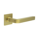 CR-104 Satin Brass Sprung Square Rose Door Handle - CR-104B1SB - Choice Handles
