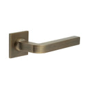 CR-104 Antique Brass Unsprung Square Rose Door Handle - CR-104B2AB - Choice Handles