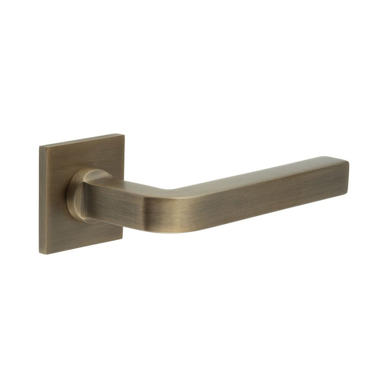 CR-104 Antique Brass Fixed Dead Square Rose Door Handle - CR-104B3AB - Choice Handles
