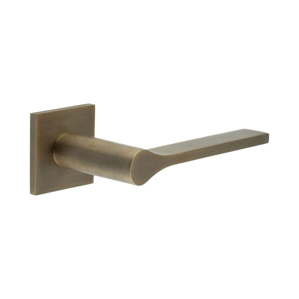CR-105 Antique Brass Unsprung Square Rose Door Handle - CR-105B2AB