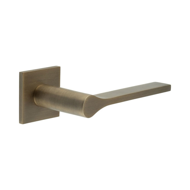 CR-105 Antique Brass Unsprung Square Rose Door Handle - CR-105B2AB
