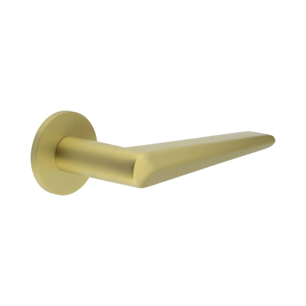 CR-107 Satin Brass Sprung Round Rose Door Handle - CR-107A1SB - Choice Handles