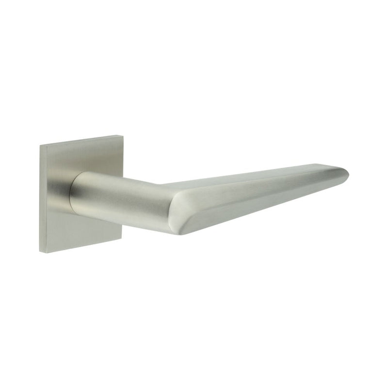 CR-107 Satin Stainless Steel  Sprung Square Rose Door Handle - CR-107B1SSS