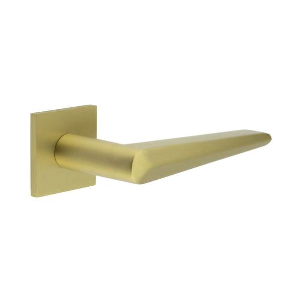 CR-107 Satin Brass Fixed Dead Square Rose Door Handle - CR-107B3SB