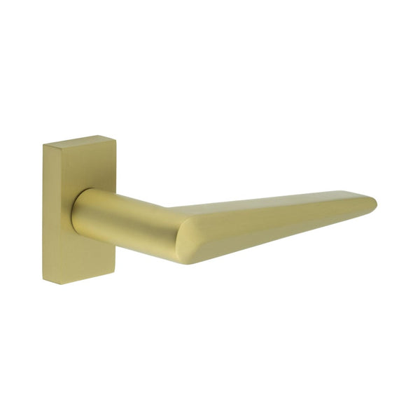 CR-107 Satin Brass Multi Point Rectangular Rose Door Handle - CR-107D4SB