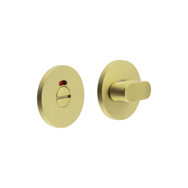 CR-801 Satin Brass Thumb Turn & Lock Round Rose w/ Indicator - CR-801AJ7SB
