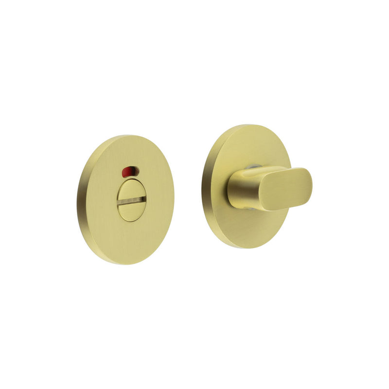 CR-801 Satin Brass Thumb Turn & Lock Round Rose w/ Indicator - CR-801AJ7SB