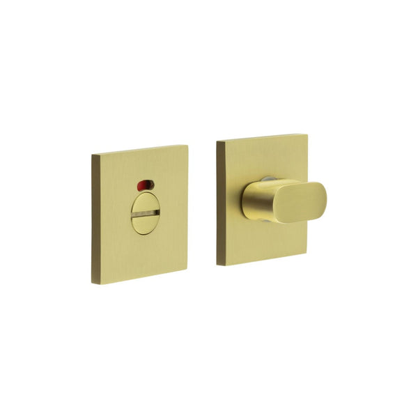 CR-801 Satin Brass Thumb Turn & Lock Square Rose w/ Indicator - CR-801BK7SB