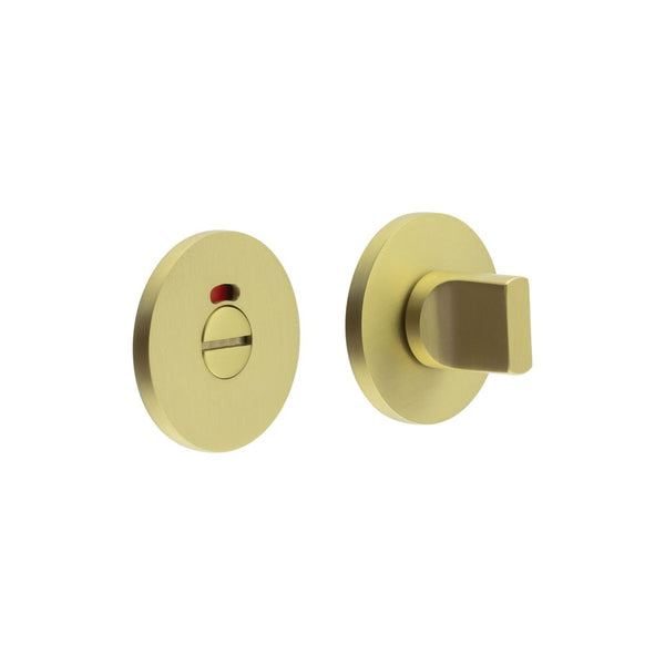 CR-802 Satin Brass Thumb Turn & Lock Round Rose w/ Indicator - CR-802AJ7SB