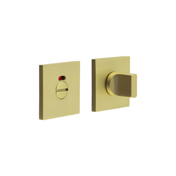 CR-802 Satin Brass Thumb Turn & Lock Square Rose w/ Indicator - CR-802BK7SB