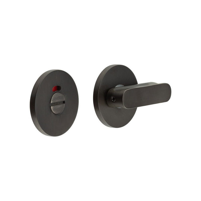 CR-803 Dark Bronze Thumb Turn & Lock Round Rose w/ Indicator - CR-803AJ7DB - Choice Handles