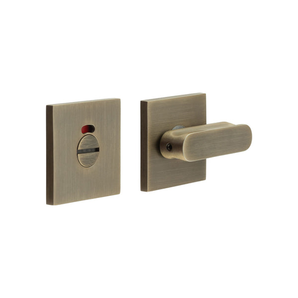 CR-803 Antique Brass Thumb Turn & Lock Square Rose w/ Indicator - CR-803BK7AB