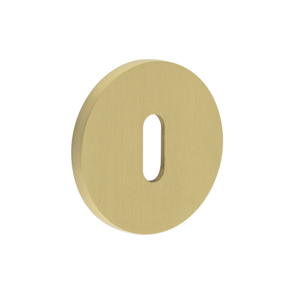 CR-R10 Satin Brass Standard Keyway Round Rose Escutcheon - CR-R10SB