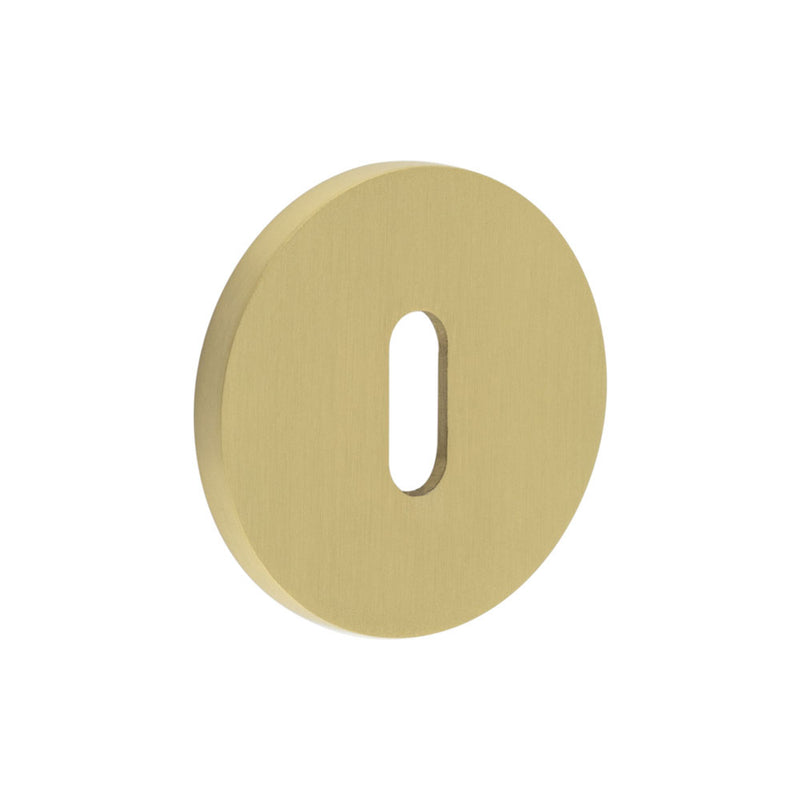 CR-R10 Satin Brass Standard Keyway Round Rose Escutcheon - CR-R10SB