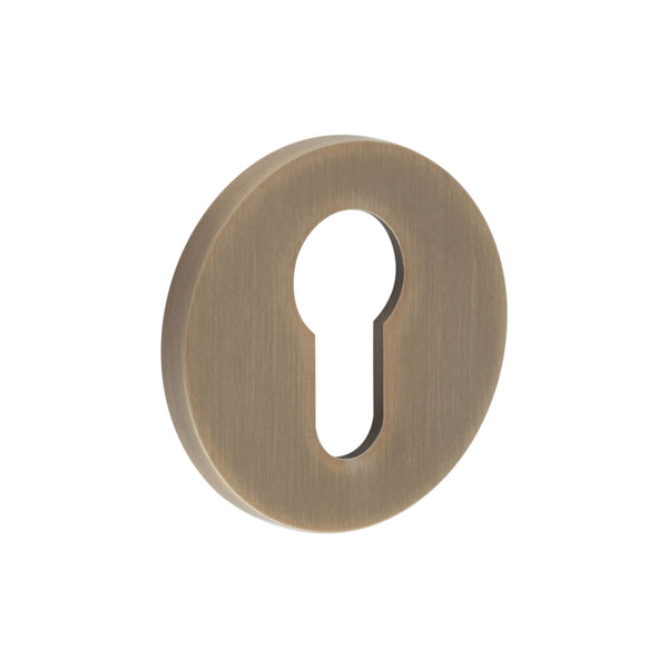 CR-S10 Antique Brass Euro Keyway Round Rose Escutcheon - CR-S10AB