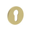 CR-S10 Satin Brass Euro Keyway Round Rose Escutcheon - CR-S10SB - Choice Handles