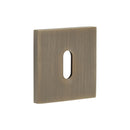 CR-T10 Antique Brass Standard Keyway Square Rose Escutcheon - CR-T10AB - Choice Handles