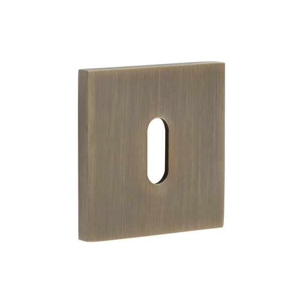 CR-T10 Antique Brass Standard Keyway Square Rose Escutcheon - CR-T10AB