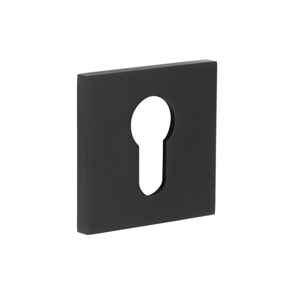 CR-T10 Black Euro Keyway Square Rose Escutcheon - CR-U10MB