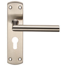 Eurospec - Steelworx Residential Mitred Lever on Euro Lock Backplate - Satin Stainless Steel - CSLP1162E/SSS - Choice Handles